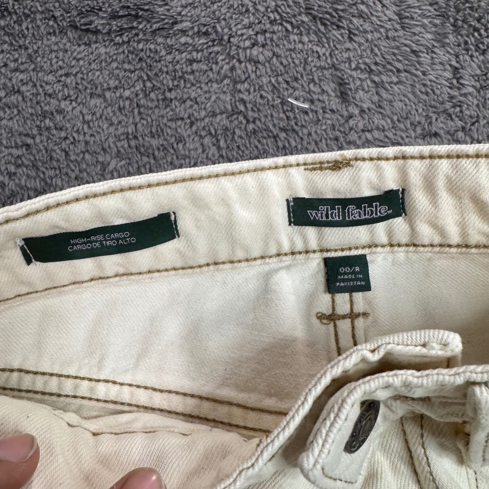 Wild Fable Womens High Rise Cargo Pants Cream Off White Wide Leg Size 00R - Picture 5 of 8